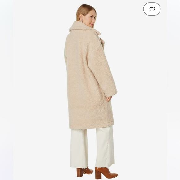 line and dot agnes cream oversized long teddy jacket trench coat Medium Large - Picture 11 of 15